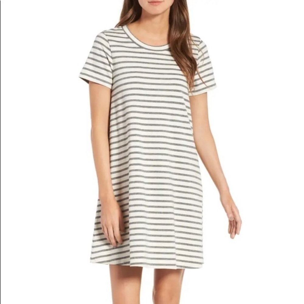 MADEWELL Striped Retreat Dress Womens Small Black White Muted Tee Shirt Cotton